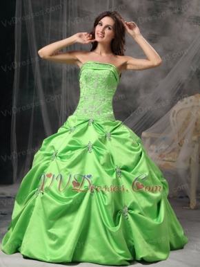 Spring Green Floor Length Ball Dress For Quinceanera Girls Like Princess