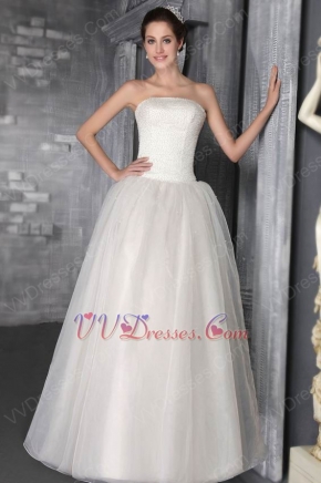 Beading Strapless Floor-length Beautiful Ivory Wedding Dress