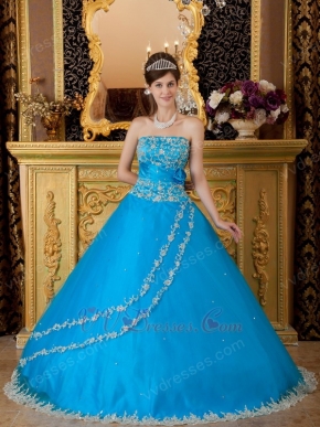 Appliqued Dentate Bottom Embroidery Azure Quinceanera Dress