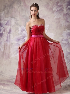 2012 Wine Red Organza Prom Dresses Online Sale