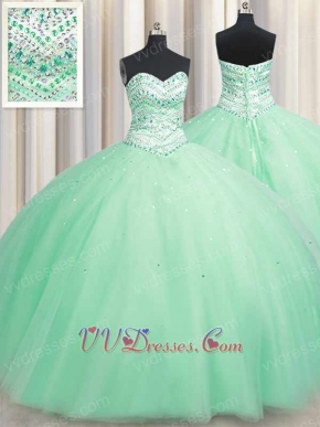 Mint Apple Green Puffy Flat Layers Tulle Military Ball Gown 2019 Cheap