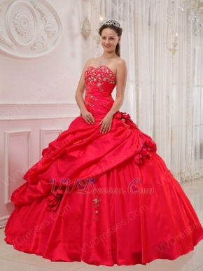 Sweetheart Neckline Puffy Quinceanera Dress In Red