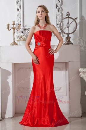 Affordable Strapless Mermaid Scarlet Juniors Evening Dress