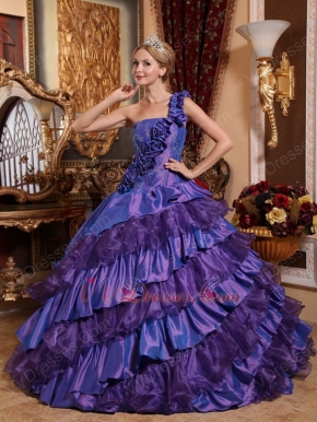 Wisteria And Purple Layers Skirt One Strap Quince Dress