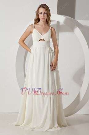 Best Seller Spaghetti Staps Ivory Chiffon Prom Dress For Women