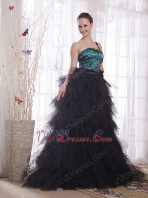 Unique One Shoulder Black Skirt Female Evening Dress