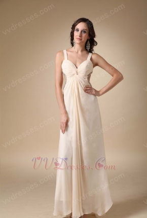 Sexy Straps Cross Back Bisque Chiffon Prom Party Dress