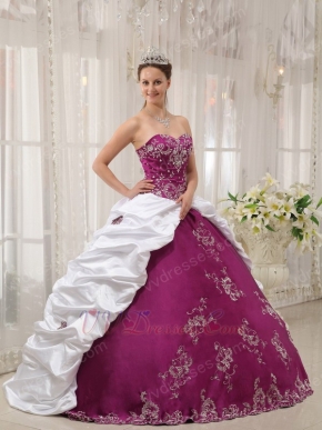 Purple and White Floor Length Ball Dress To Military Wear