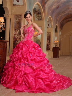 Spaghetti Straps Hot Pink 2013 Embroidery Quinceanera Dress