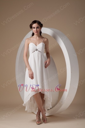 High-low Prom Dress Chiffon Fabric With Spaghetti Straps
