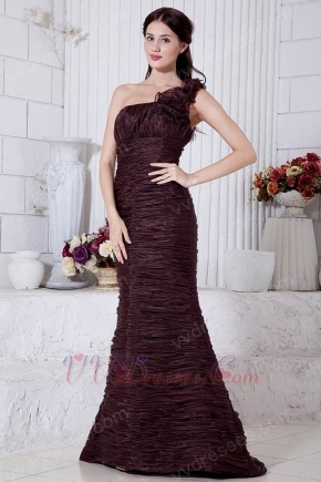 Unique Pleated Mermaid Brown Organza Evening Dress