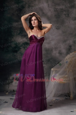 Empire Silhouette Long Purple Chiffon Stylish Prom Dress Inexpensive