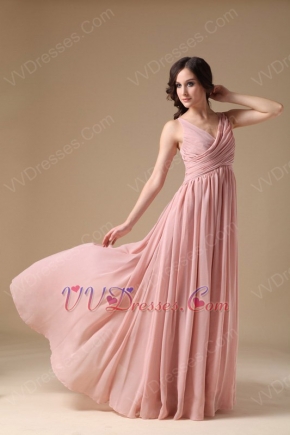 Ruched V-neck Pearl Pink 2014 Long A Female In Prom Dress