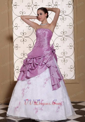 Old Fashion Opera Mauve and White Prom Gown Court Palace Style