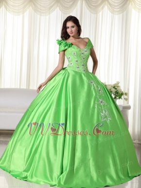 Spring Green Detachable Off Shoulder Straps Puffy Gowns Like Princess