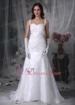 Sweet Double Straps Destination Wedding Dress With Lace Low Price