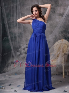 Single Shoulder Floor Length Royal Blue Prom Dress Pretty Inexpensive