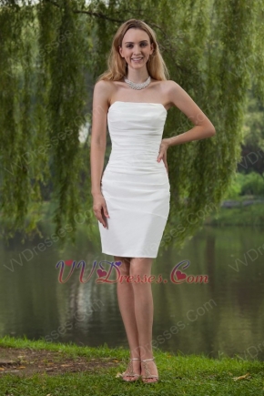 Simple Strapless Ivory Mini-length Dress To Beach Wedding