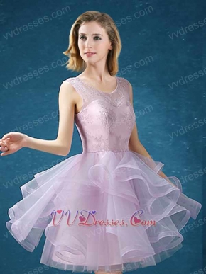 Lilac Elastic Horsehair Ruffles Cocktail Homecoming Short Prom Dress 2018