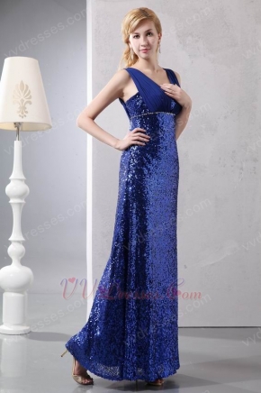 Flashy Sequin Paillette Royal Blue Mother Of The Bride Dress