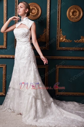 Gorgeous Sweetheart Sheath Lace Ivory Church Bridal Dress