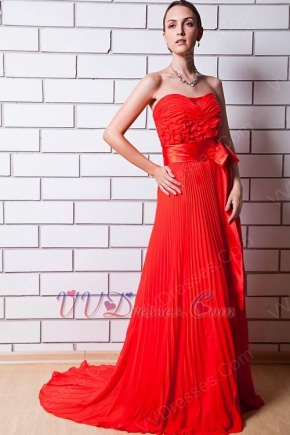 Cheap Sweetheart Pleated Scarlet Evening Party Dress