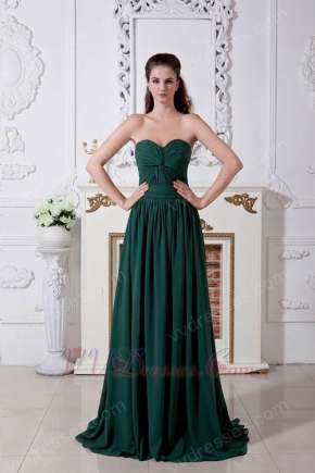 Sweep Dark Green Chiffon Floor Length Evening Dress