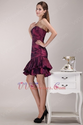 Burgundy One Shoulder Neckline 2014 Short Prom Dress