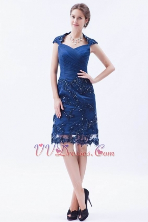 Navy Blue Junior Mama Of The Bride Dress With Applqiue