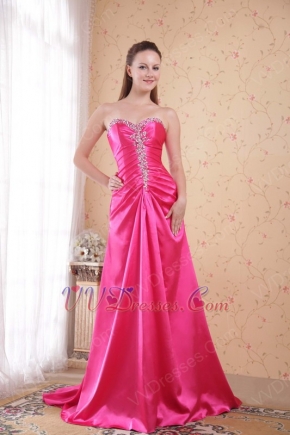 Floor Length Deep Pink Dress For Evening Women Decent