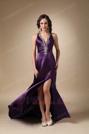 Indigo Sexy Split Skirt Backless Lady Wear Evening Dress