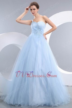 Baby Blue Evening Dresses Design With One Shoulder Neck