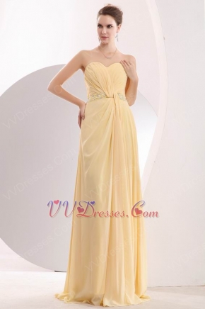 Sweetheart Column Champagne Yellow Prom Dress With Side Split