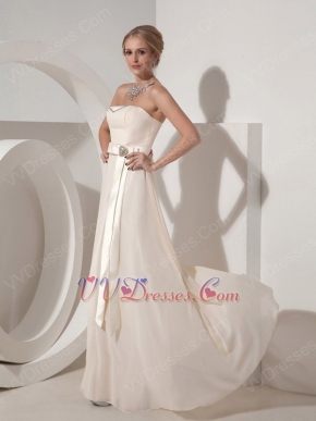 Cream Chiffon Strapless Floor Length Ready To Prom Wear