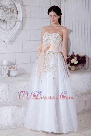 Sweetheart Embroidery Formal Evening Dress With Bowknot