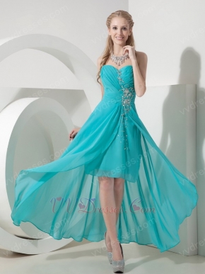 Turquoise Blue Chiffon High-low Skirt Prom Dress Cheap