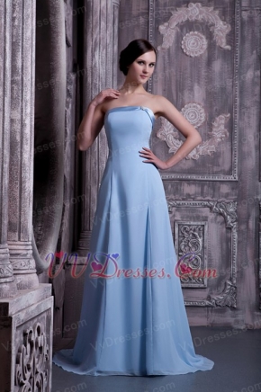 Mature Strapless Prom Wear UK Prom Dress In Light Blue Inexpensive