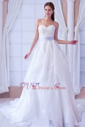 Honorable Sweetheart White  A-line Organza Dreamy Dress For Wedding Ceremony