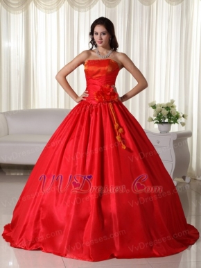 Simple Scarlet Strapless Quinceanera Dress Lace Up Closure Like Princess