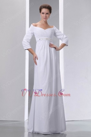 Sweetheart Off Shoulder Half Sleeves Chiffon Dress For Bride