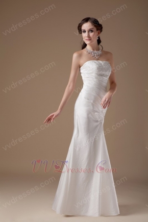 Column Ivory Taffeta Silm Prom Dress With Beading Decorate