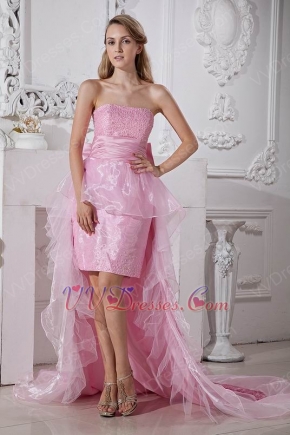 Strapless High Low Pink Discount Dress For Cocktail Party