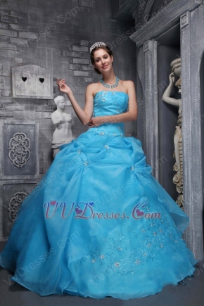 Sky Blue Embroidery 2014 Designer Quinceanera Dress For Sale
