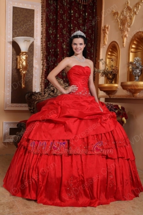 Crimson Sweetheart Neck Quinceanera Dress 2014 Style
