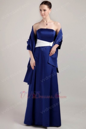 Dark Blue Strapless Mother of the Bride Dress With Shawl