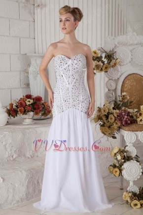 Hot Sell Sweetheart Crystal White Chiffon Women Dresses For Prom