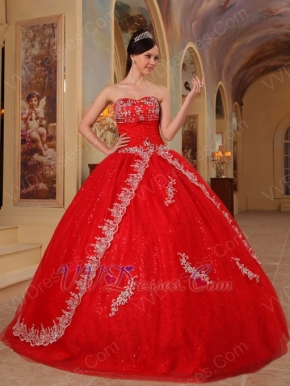 Red Sequin Fabric Cheap Quinceanera Dress For 2014 Party