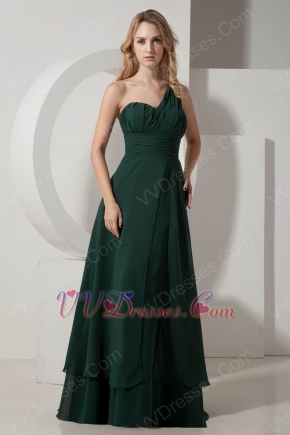 One Shoulder Dark Green Beautiful Evening Dress