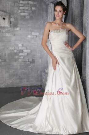 Discount Strapless Designer Wedding Dress With Chapel Train