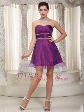 Mini-length Dark Magenta Short Prom Dress Sweetheart Style Knee Length Sexy